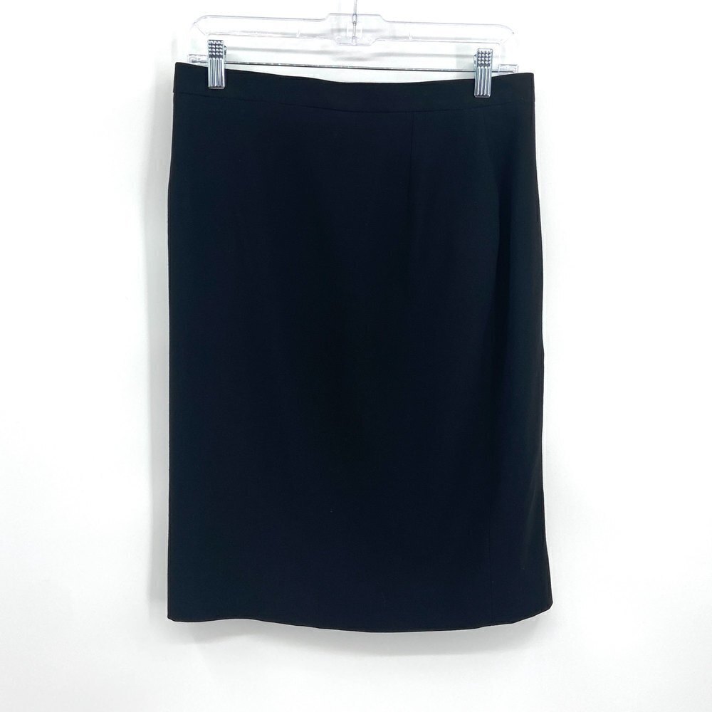 AKRIS Black Wool Side Slit Straight Pencil Skirt Size 10